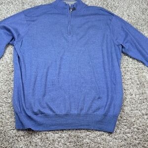 Peter Millar Mens XL Pullover Sweater Blue Merino Wool Silk Luxury Knit Business
